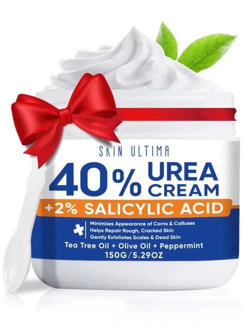 SKIN ULTIMA Urea Cream 40 Percent Plus 2% Salicylic Acid, 40% Urea Cream for Feet Maximum Strength, Foot Cream for Dry Cracked Feet, Heels, Knees, Hands & Elbows, Intensive Repair & Moisture, 5.29 oz