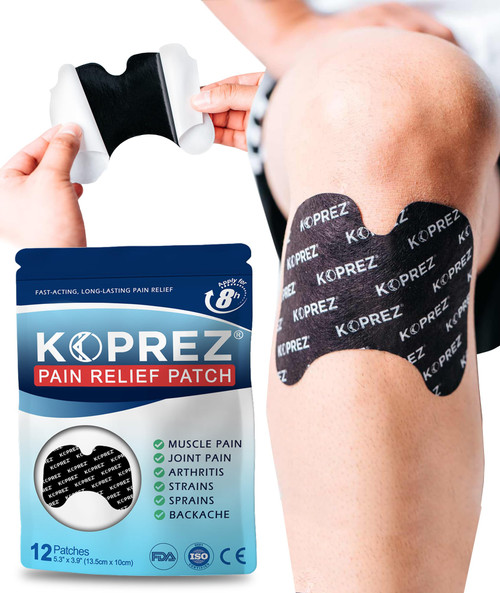 Koprez Herbal Pain Relief Patches (12 Count) | Long-Lasting Heat Patches for Knee, Back, and Body Pain Relief | Up to 12 Hours of Comfort from Arthritis, Tendonitis, Sports Injuries, and Muscle Pain
