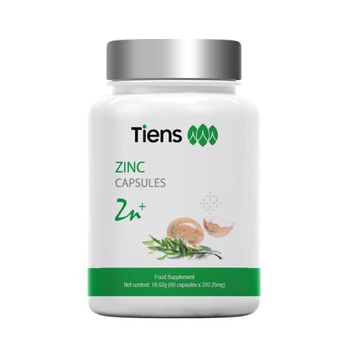 Tiens Zinc Supplement - 60 Zinc Vitamin Capsules for Healthy Hair, Skin, Nails, Vision, Fertility & Immune System - Essential Zinc Tablets with Natural Ingredients
