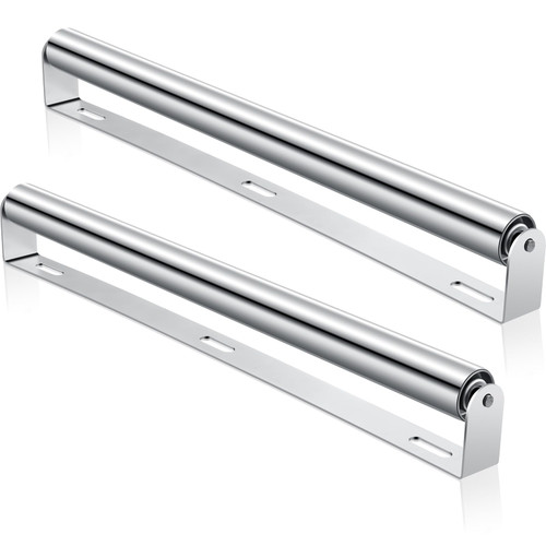 Therwen Pack of 2 Boat Trailer Roller with Bracket Set Conveyor Rollers 1.5" Diameter Kayak Roller Metal Roller with Bracket for Transporting Raft Industrial Use (Silver, 21‘' Long)