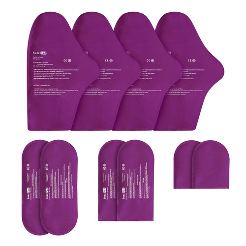 SuzziPad Replacement Ice Gel Packs for Cold Therapy Gloves and Socks(10-Piece Set), S/M, Purple