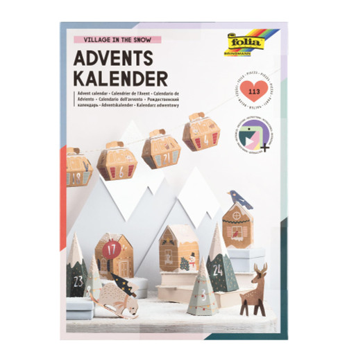 folia 9388 Advent Calendar Craft Set Village in the Snow 113-Piece DIY Set, City in the Snow