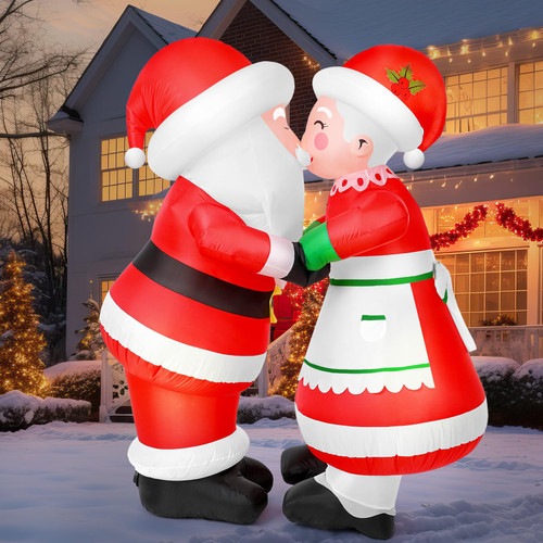 Syhood 6 ft Inflatable Christmas Decorations Santa and Mrs. Claus Sweet Kiss, Lighted up Santa Claus Blow up Indoor Outdoor Xmas Decor Lawn Yard Garden Decorations