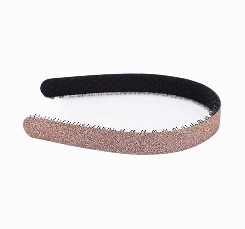 KAMIPITA Headband Cute Adult Headband with No Pain and No Trace Stress-Free Headband　 (Glitter Plain Champagne, 1.4 * 0.7inches)
