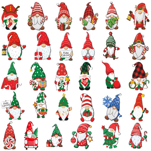 Hoteam 30 Pcs Christmas Magnetic Gnome Reflective Christmas Magnets Fridge Refrigerator Stickers Xmas Car Decorations Holiday Garage Decals for Xmas Home Kitchen Garage Locker Dishwasher Decor Gifts