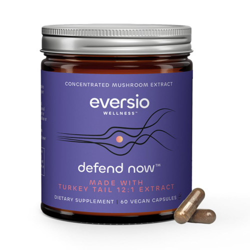 Eversio Wellness Defend Now Organic Turkey Tail Mushroom Supplement - 12:1 Turkey Tail Extract in 60 Vegan Capsules (500mg) - 45% Verified Beta-D-Glucans!
