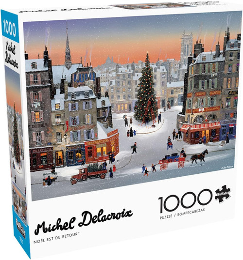 Buffalo Games - Michel Delacroix - Noël est de Retour - 1000 Piece Christmas Jigsaw Puzzle - Colorful Holiday Puzzles for Adults – Precision-Cut Pieces, Festive Artwork, Winter Fun