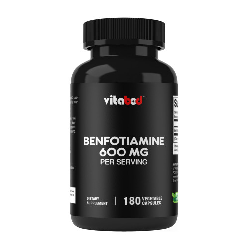 Vitabod Benfotiamine 600mg – 180 Vegetarian Capsules – Fat-Soluble Vitamin B1 Supplement