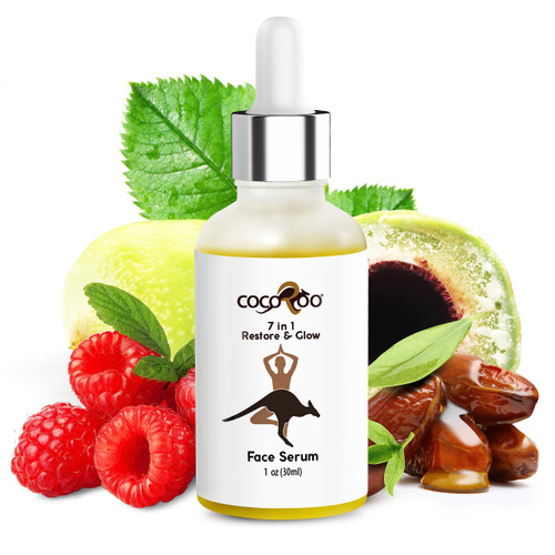 CocoRoo 7in1 Anti-Aging Face Serum, Plant-Based with Vitamin C, Ceramide & Jojoba Oil, 100% Pure, Natural & Vegan