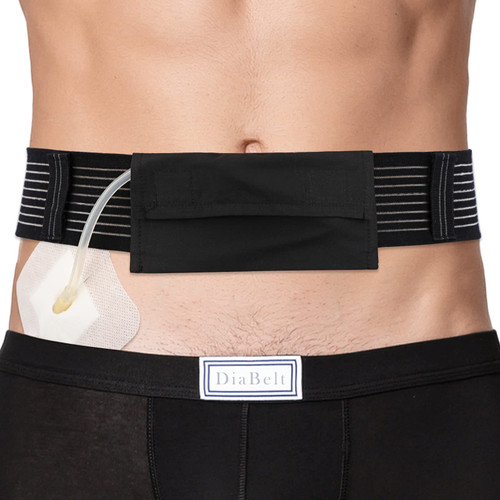 Breathable PD Belt Peritoneal Dialysis Catheter Holder G Tube Pouch for Gastrostomy Gtube Peg Feeding Tube Supplies Adults Women Men Black Large