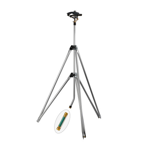 Heavy Duty Long Range Water Sprinkler 300003 On Tripod Stand with 125 ft Diameter Reach by New England Garden Tools