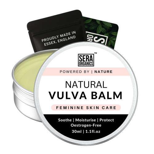 Natural Vulva Moisturiser for Vaginal Dryness - Menopause Support, Oestrogen-Free Vulva Balm, Relieves Irritation, Itching, Chafing, Odour, and Discomfort (30ml) by Sera Organics