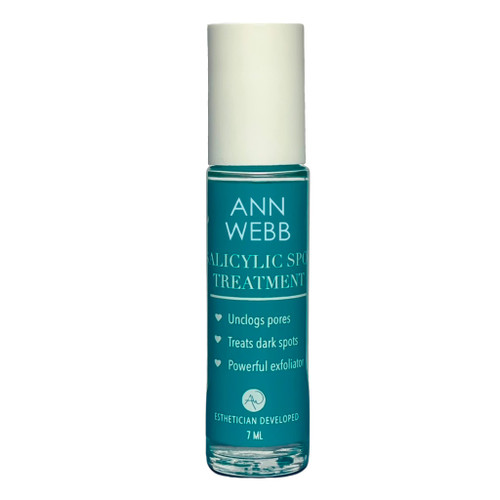 ANN WEBB Salicylic Spot Treatment - Roller bottle to treat acne, breakouts, zits and skin blemishes. Salicylic Spot Treatment is great for stubborn skin issues. Small bottle can go with you