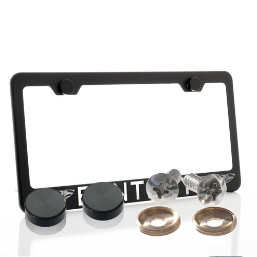 Laser Engraved License Plate Frame Made of Industrial Grade Powder Coated Black Matte Black Stainless Steel w/Caps and Accessories-1761628567 Laser Engraved License Plate Frame Made of Industrial Grade Powder Coated Black Matte Black Stainless Steel w/Caps and Accessories-1761628567