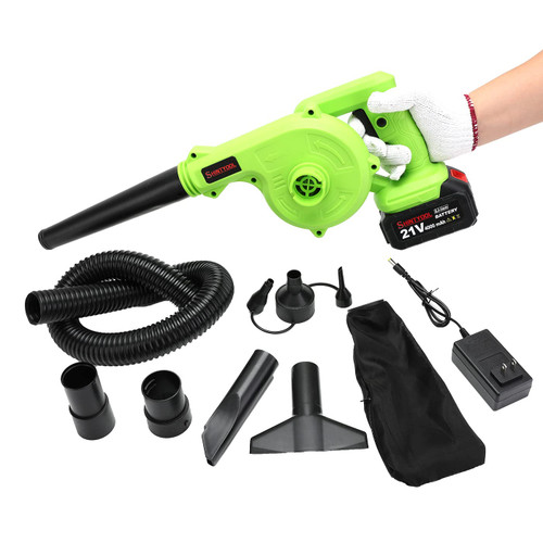 Cordless Leaf Blower, 2-in-1 Portable 21V Lithium Battery 110V Multifunctional Blower for Blowing Leaf, Clearing Dust & Small Trash,Car, Computer Host, Hard to Clean Corner by SHINTYOOL Cordless Leaf Blower, 2-in-1 Portable 21V Lithium Battery 110V Multifunctional Blower for Blowing Leaf, Clearing Dust & Small Trash,Car, Computer Host, Hard to Clean Corner by SHINTYOOL