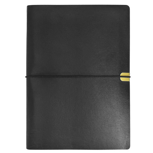 KAFENDA Refillable Leather Notebook Comes with 80 Sheets/160 Pages, A5 Binder 6 Ring, PU Vegan Leather Cover，5.6" x 8.2"（Black）