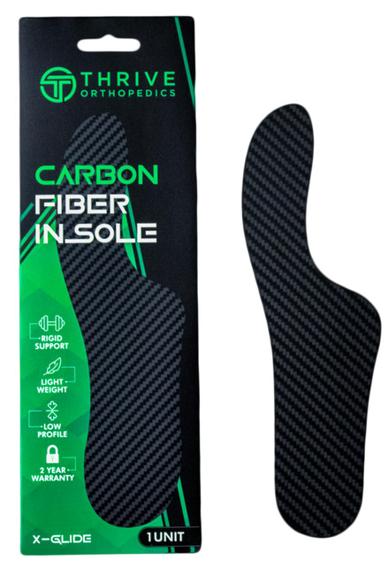 Thrive Orthopedics X-Glide Morton's Extension Carbon Fiber Insole, 1-Piece Orthotic Insert with Advanced Lightweight Technology for Big Toe Injuries & Recovery – 1 pc, Rigid US W7/M6 (233x78mm)