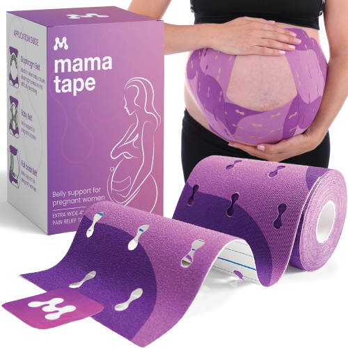 MAMATAPE Pregnancy belly support | pelvic and back Pain Relief | Extra Wide 4" x 16.4' Roll of Kinesiology Tape for Pregnant Skin | Maternity Belly Support | pregnancy must haves | Gift for women