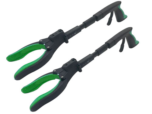 Grabber Tool 19" Aluminum Magnetic Claw with LED Light, Lightweight Foldable Reacher Grabber Pickup Tool, Gripper Grabbers for Elderly Grab Reaching Tool Trash Picker Grabber, Green, by Luxet 2-Pack
