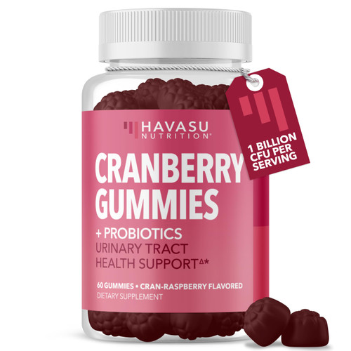 Probiotic Cranberry Gummies for Women - Urinary Tract Health and pH Balance - 1 Billion CFU of Lactobacillus for Bladder Support and Vaginal Wellness - Cran-Raspberry Flavor, 60 count, 1-Month Supply
