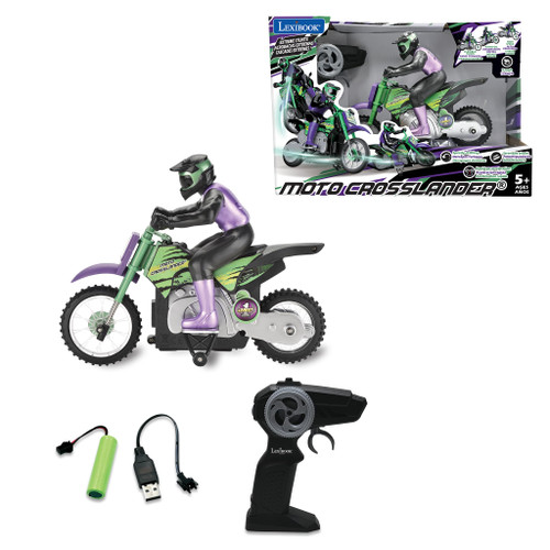 LEXiBOOK RC18, Crosslander Radio Road Motorcycle, up to 12km/h, Perfect Balance, Light Effects, Crazy skids, Fast Acceleration, Ergonomic Remote Control, Rechargeable
