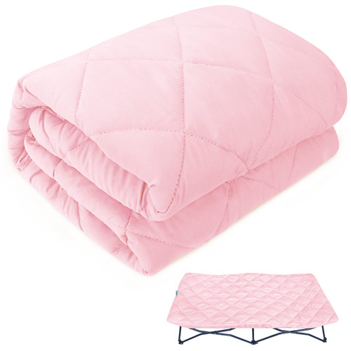 Sheet for Regalo My Cot Portable Toddler Bed, Joovy Travel Cot (Sheet Only, Bed not Included), Quilted Soft Padded Cover, Pink, 48''×24.5''