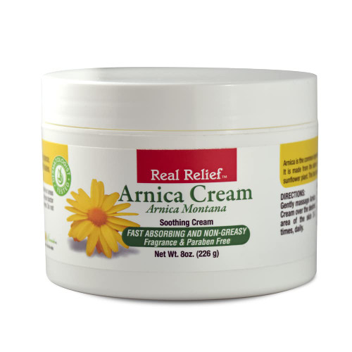 Real Relief Arnica Cream, Natural, Soothing, Non-Greasy and Unscented for Muscle Soreness and Massage, 8 oz (Pack of 1)