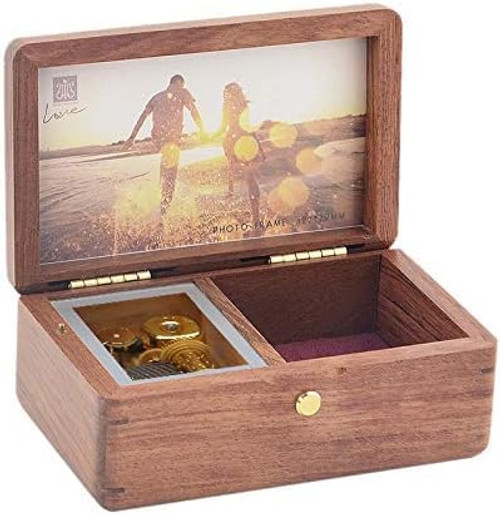 Sinzyo Custom Photo You are My Sunshine Wood Jewelry Music Box Vintage Wind Up Musical Box Gift for Christmas,Birthday,Valentine's Day(Rosewood Custom)