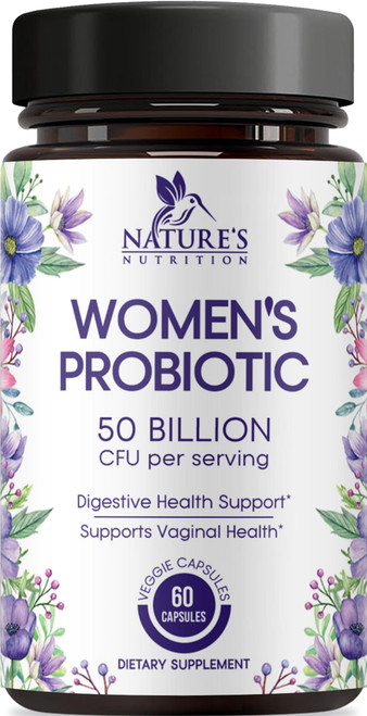 Probiotics for Women's Digestive Health - 50 Billion CFU - 5 Feminine Health Vag Strains, Prebiotic for Vaginal PH Balance, Urinary UT Health, Womens Probiotic, Shelf Stable, Bottled in USA, Capsules