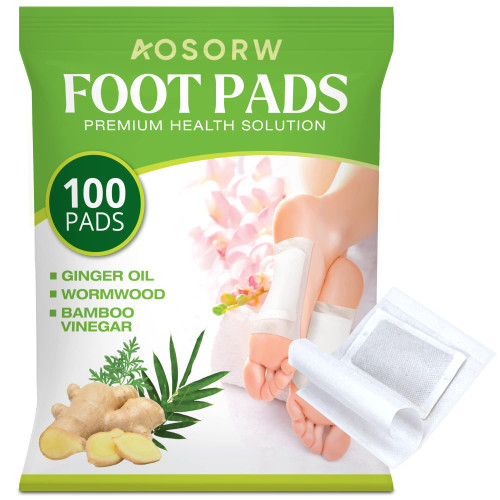 AOSORW Natural Herbal Foot Pads - Ginger Oil & Bamboo Charcoal - Foot Care Patches for Daily Use - (Green, 100 Pads)