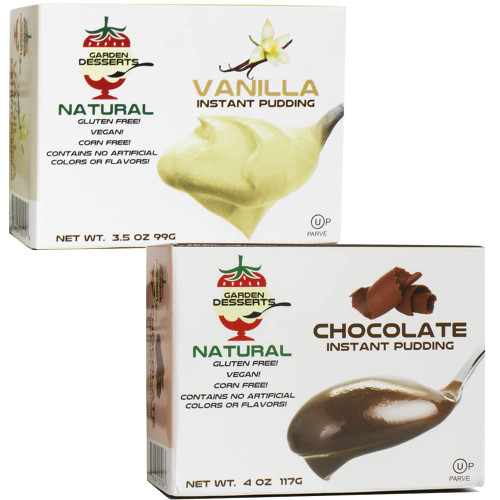 Natural Instant Pudding Mix - Delicious Chocolate & Vanilla Pudding Mix by Garden Desserts - Includes 1 Chocolate & 1 Vanilla. Quick Vegan Dessert, Gluten Free, Kosher 4 Oz (2 Pack, Variety)