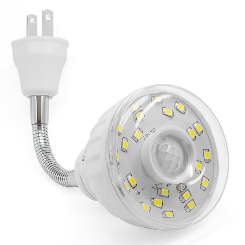 ShopN5 LED Motion-Activated Directional Rotating Flexible Sensor Dusk to Dawn Night Light AC Outlet Plug-in Wall Stair Lamp Indoor 360° Bedroom Hallway Stairway Garage Basement Corridor