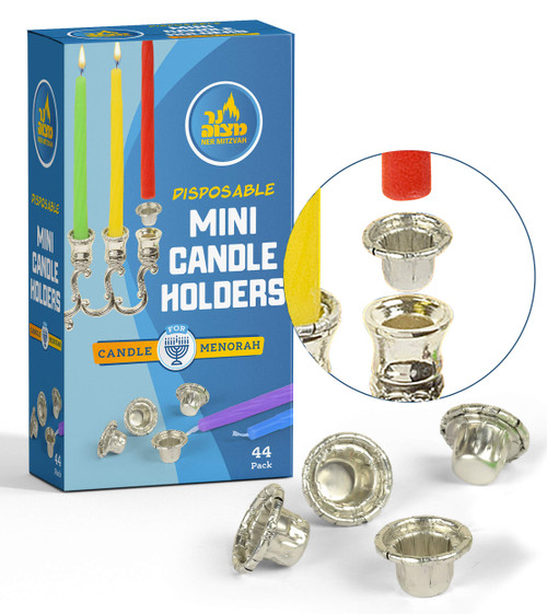 Ner Mitzvah Hanukkah Mini Candle Holders - Disposable Liner Inserts for Candle Menorah - Drip Guard Foil Cups - 44 Count - Mini Ner Mitzvah Hanukkah Mini Candle Holders - Disposable Liner Inserts for Candle Menorah - Drip Guard Foil Cups - 44 Count - Mini
