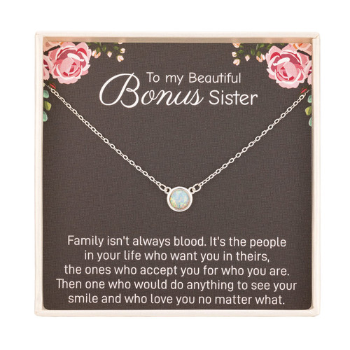 RareLove Sister in Law Christmas Gifts,Gifts for Sister in Law,925 Sterling Silver White Opal Necklace for Unbiological Bonus Sisters Gift,Wedding,Thank You,Bridesmaid,Bridal Shower Gift