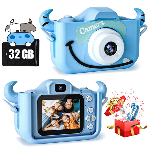 CIMELR Kids Camera Toys for 3 4 5 6 7 8 9 10 11 12 Years Old Boys/Girls, Kids Digital Camera for Toddler with Video, Birthday Festival for Kids, Selfie Camera for Child, 32GB TF Card