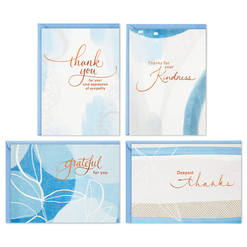 Hallmark Funeral Thank You Cards, Abstract Watercolor (24 Thank You for Your Sympathy Cards with Envelopes)