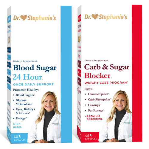 Pharmaganics Dr. Stephanie's Bundle Pack - 24 Hour Support + Carb & Sugar Blocker - Daily Supplement