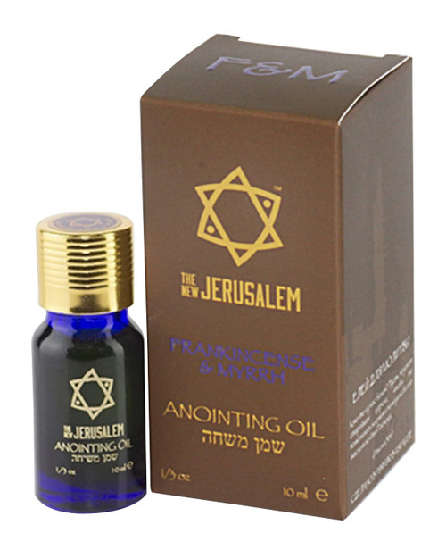 Premium Frankincense & Myrrh Anointing Oil Hand Made in Israel - 100% Natural, Pure EVOO & Essential Oils - Holy Bible Precious Gifts for Religious, Spiritual Use - Temple, Home, Diffuser 0.34 Fl Oz