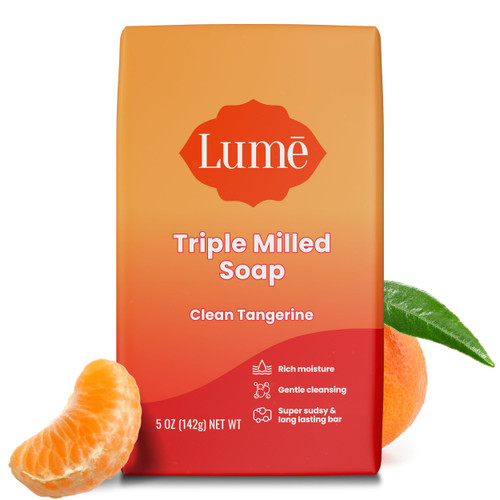 Lume Triple Milled Bar Soap - Rich Moisture & Gentle Cleansing - Paraben Free, Phthalate Free, Skin Safe - 5 ounce (Clean Tangerine)