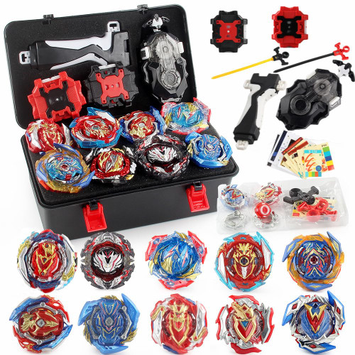 WTUME 10 Piece Battling Gyros Tops, 3 Two-Way Launchers, Zest Achilles Valkyrie with Portable Box pro Series Set for Kids Boys Children Birthday Party Gift Idea.