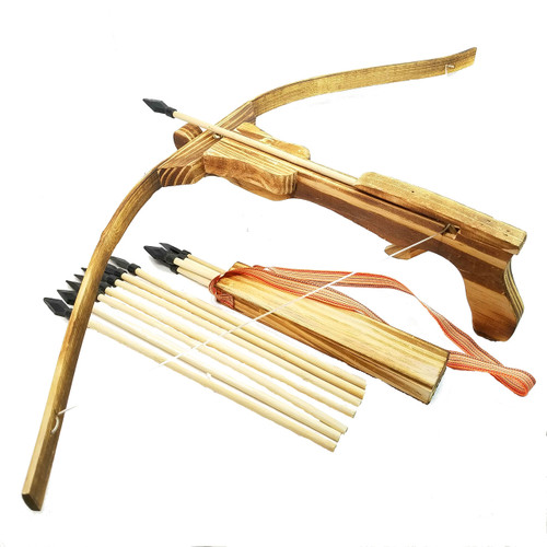 Adventure Awaits! - Handmade Crossbow Set - 10 Wood Arrows and Wood Quiver Included - for Outdoor Play