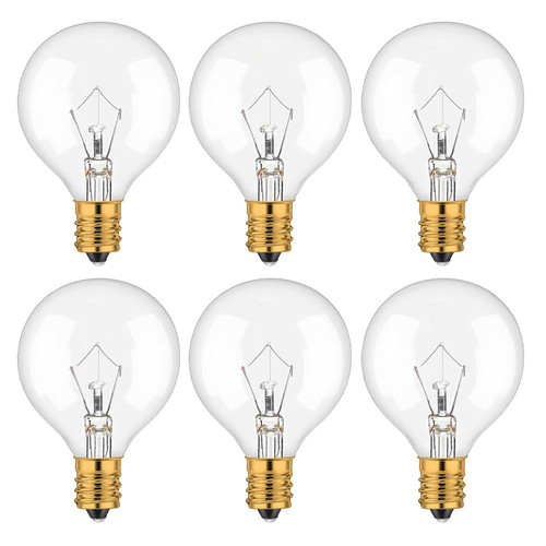 WokHok 25 Watt Wax Warmer Bulbs, Light Bulbs for Full Size Scentsy Warmers,G50/G16.5 Globe E12 Clear Bulbs for Candle Wax Warmer, Long Lifespan, 120 Volt (6 Pack)