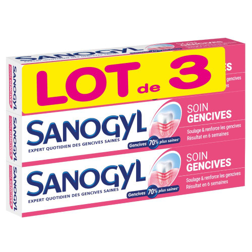 Sanogyl Soin Gencives Toothpaste for Gentle Gum Care - 3 Pack (3 x 75ml Tubes)
