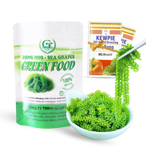 GCAP Sea Grapes Green Food - 3.53 OZ/100g, Dehydrated lato, Organic seaweed - Umibudo - Green caviar - Caulerpa lentillifera - Delicious Crunchy Healthy Freshness from the Ocean