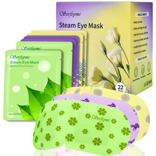 Serfeymi 22 Packs Steam Eye Mask-Disposable Cornea Care Rest Self Heating Eye Mask,Warm Eye Compresses for Dry Eyes,Sleep,Spa,Travel Essentials & Relaxation Gifts,Stocking Stuffers-Mixed 3 Scents