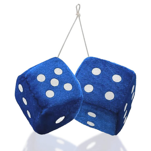 Zento Deals Pair of Hanging Black Dots Fuzzy Dices Nostalgic Retro (Teal Blue)