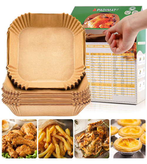 Air Fryer Disposable Paper Liners, 120 Pcs Square Airfryer Parchment Cooking Non-Stick Liner Accessories, Microwave Oven, Frying Pan, Oil-proof Air Fryers Filters Sheets for 5 6 7 8 Qt Baking Basket