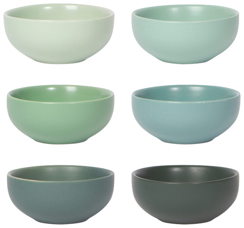 Now Designs Leaf Ceramic Pinch Bowl Set, Mini Bowls for Dipping and Seasoning-Soy Sauce Dish, Set of 6, 2 oz