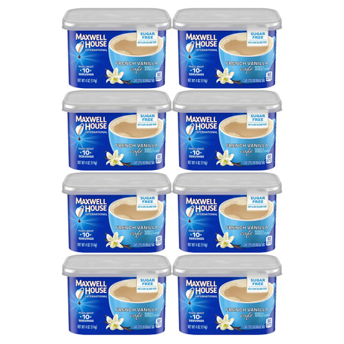 Maxwell House International Sugar Free French Vanilla Cafe Instant Coffee, Caffeinated, 4 Oz Can (Pack-8) Maxwell House International Sugar Free French Vanilla Cafe Instant Coffee, Caffeinated, 4 Oz Can (Pack-8)
