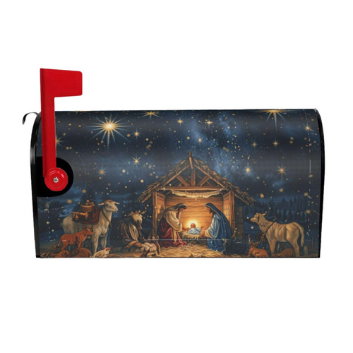 Dujiea Vintage Christmas Mailbox Wrap - Magnetic Post Box Cover, Standard Size 21"(L) x 18"(W), Garden Yard Home Decor